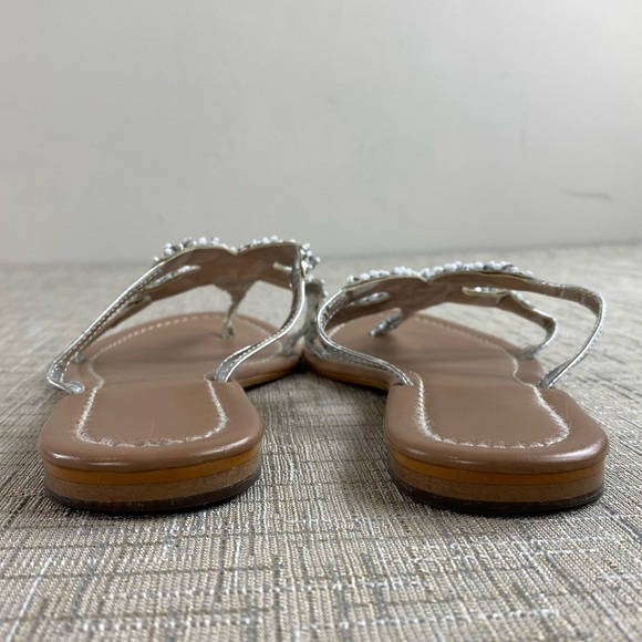 Women’s Sparkly Silver Beachy Rhinestone Starfish Flat Sandals Flip Flops Sz 6 - Picture 6 of 15